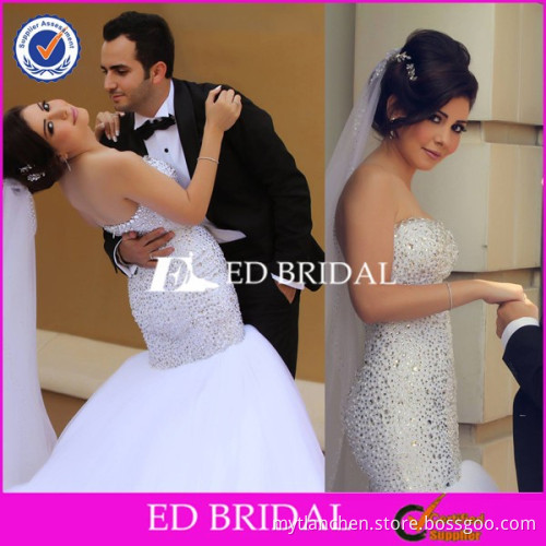 CE1144 Elegant Sweetheart Strapless White Mermaid Back Heavy Beaded Wedding Dress